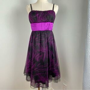 NWT Purple Black Mesh‎ Babydoll Dress Whimsigoth Y2K Tie Waist Vamp Fairy Grunge